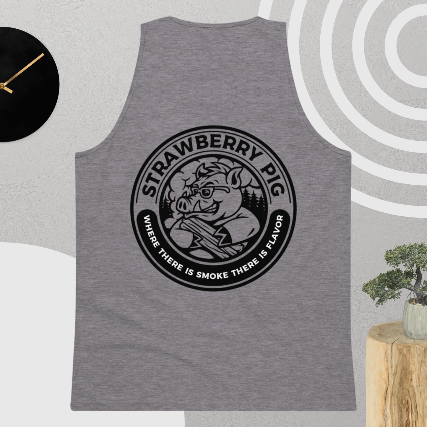 Strawberry Pig BBQ Logo Men’s premium tank top