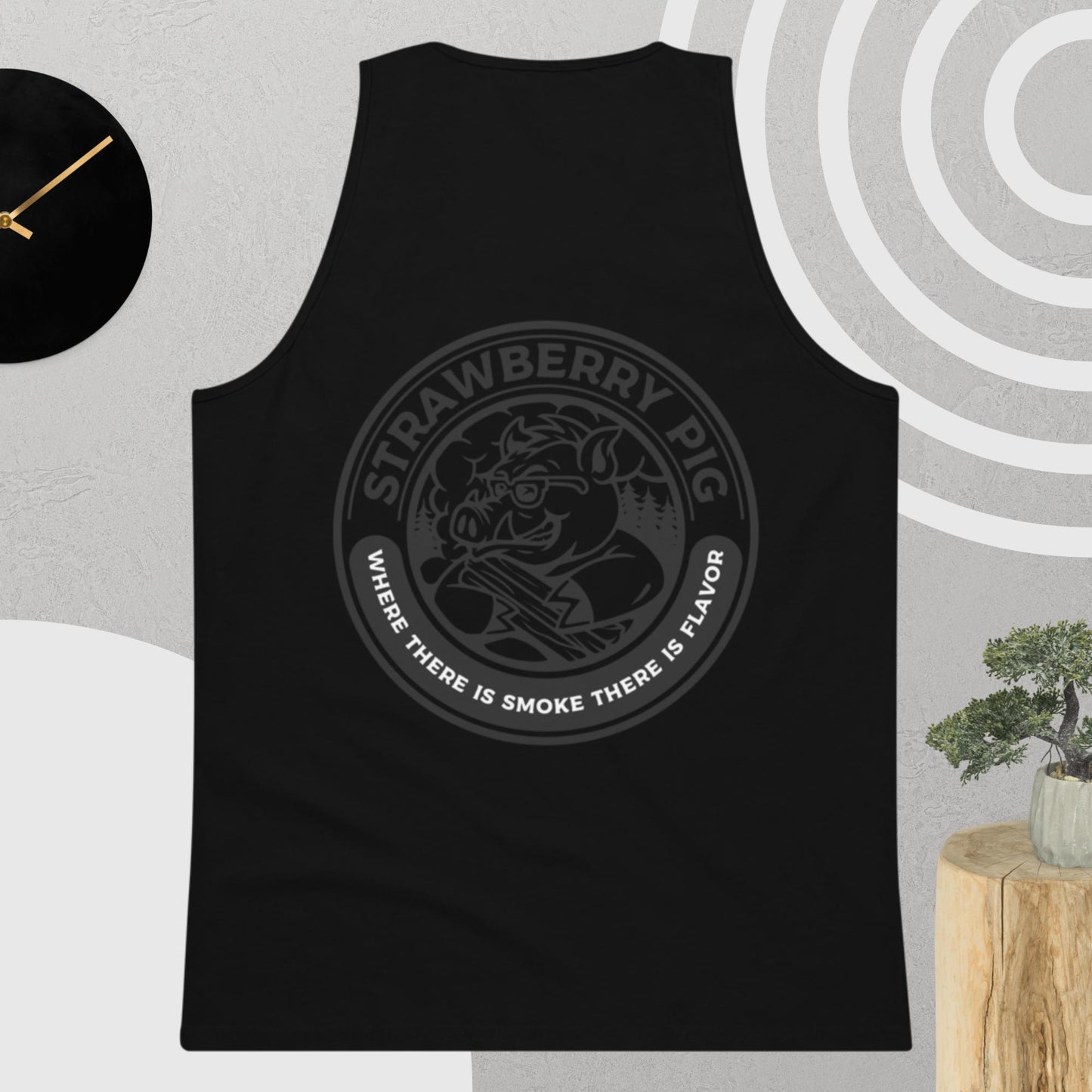 Strawberry Pig BBQ Logo Men’s premium tank top