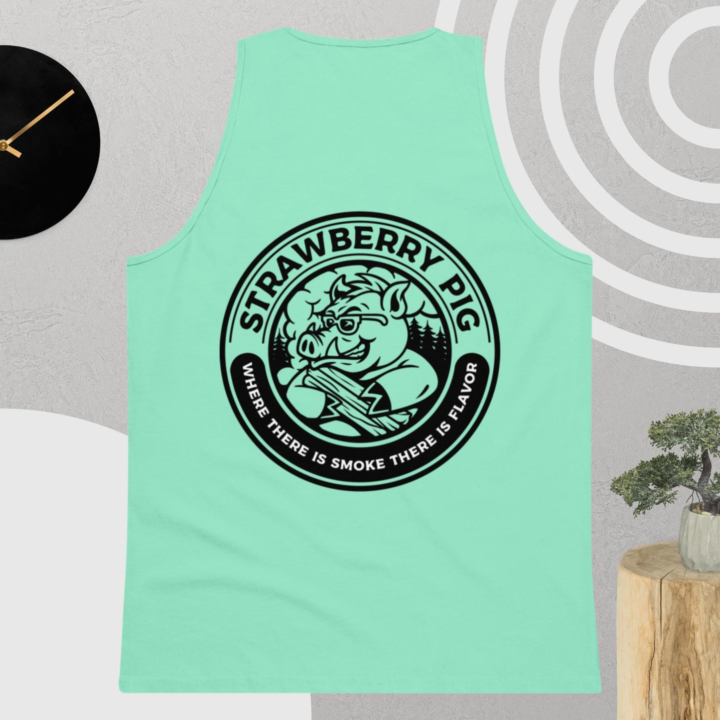 Strawberry Pig BBQ Logo Men’s premium tank top