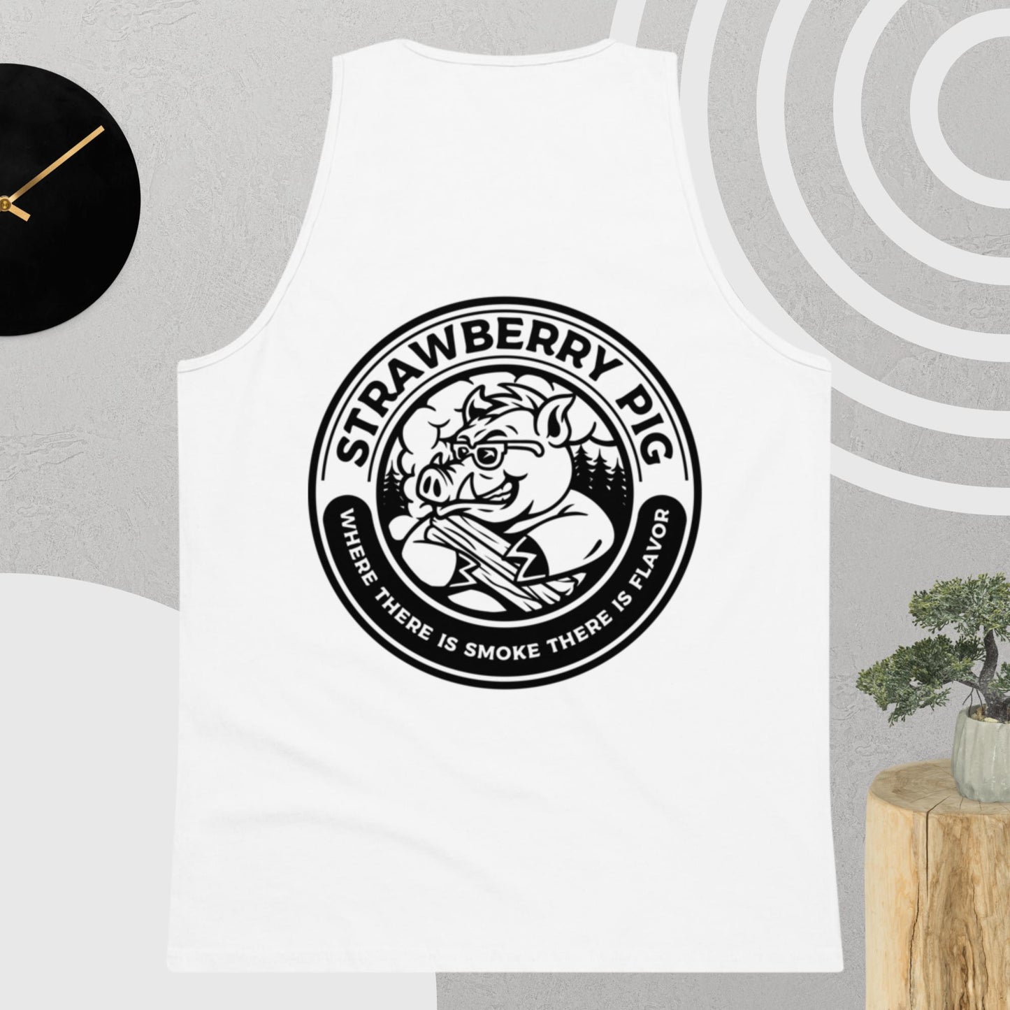 Strawberry Pig BBQ Logo Men’s premium tank top