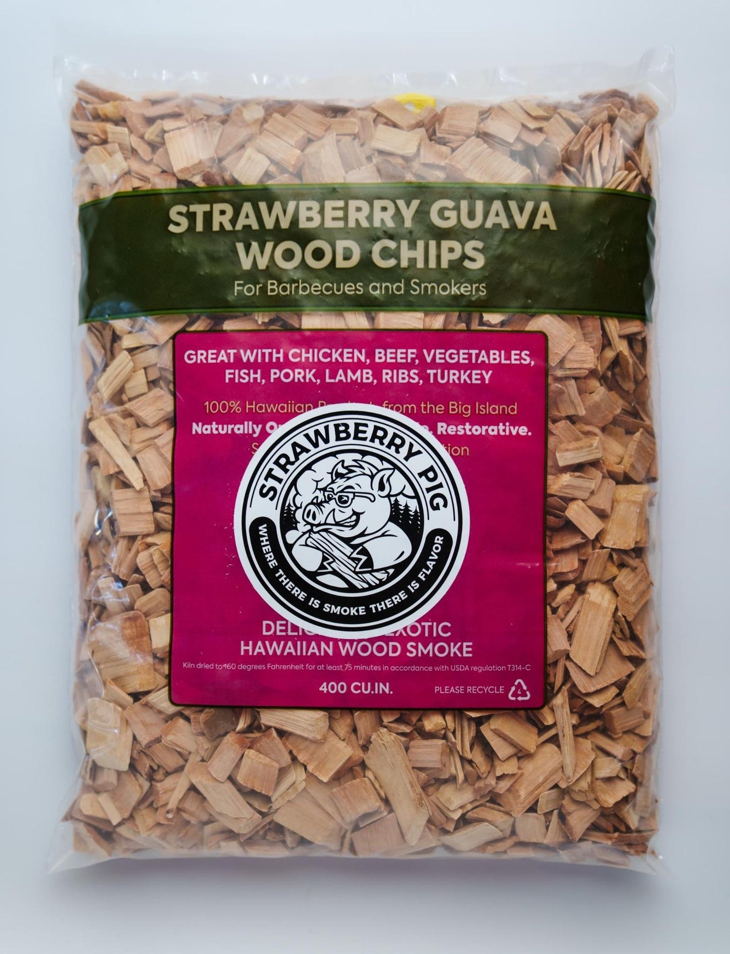 Grilled meats infused with island flavors using Hawaiian BBQ Wood made from Strawberry Guava Wood Chips